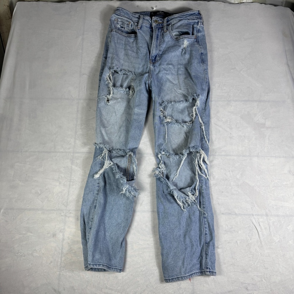 Hollister Womens Ultra High-Rise Vintage Straight Jeans Blue Denim 5R W27 L27